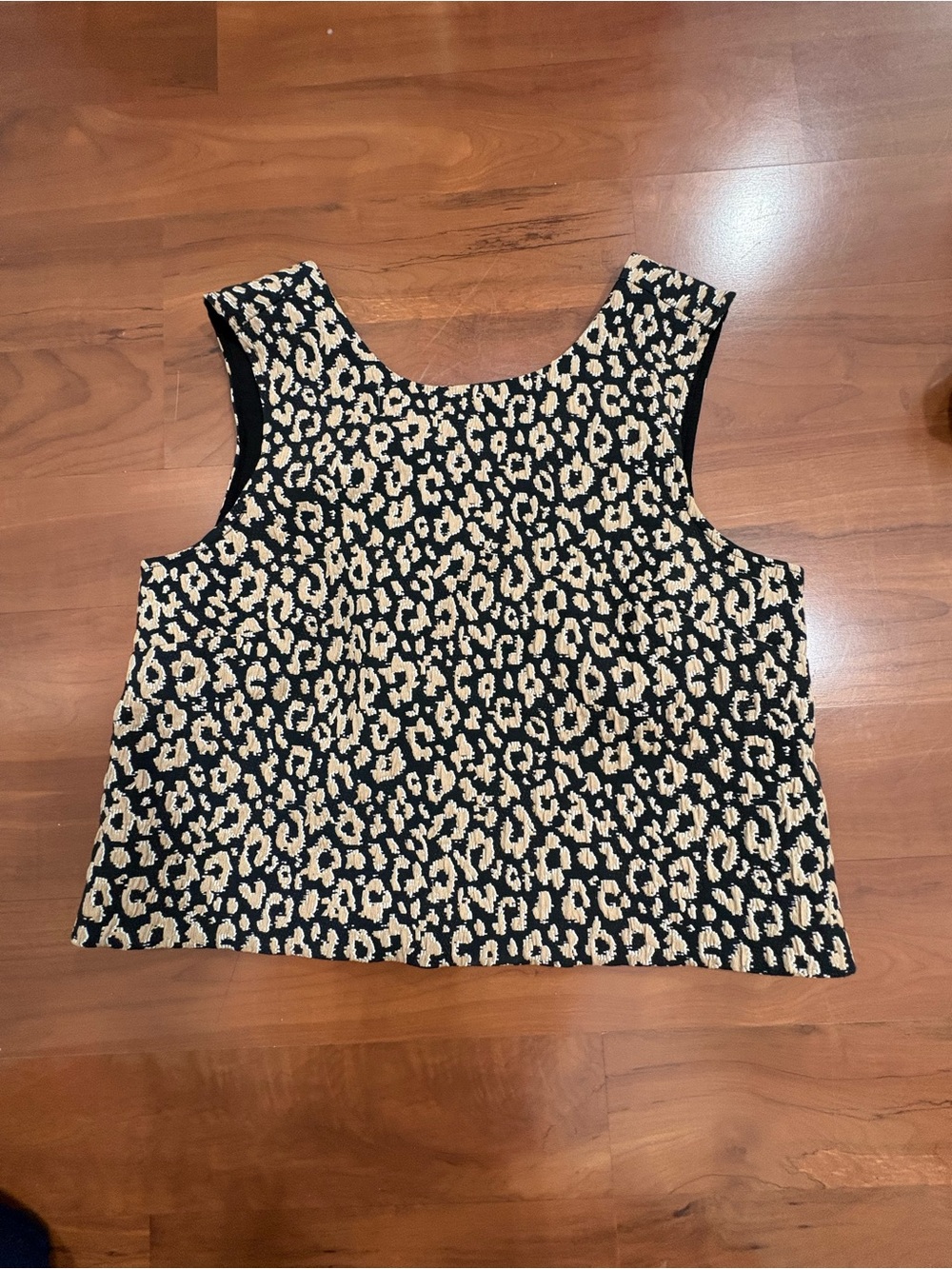 Maeve Black and Cream Leopard-Print Knit Tank